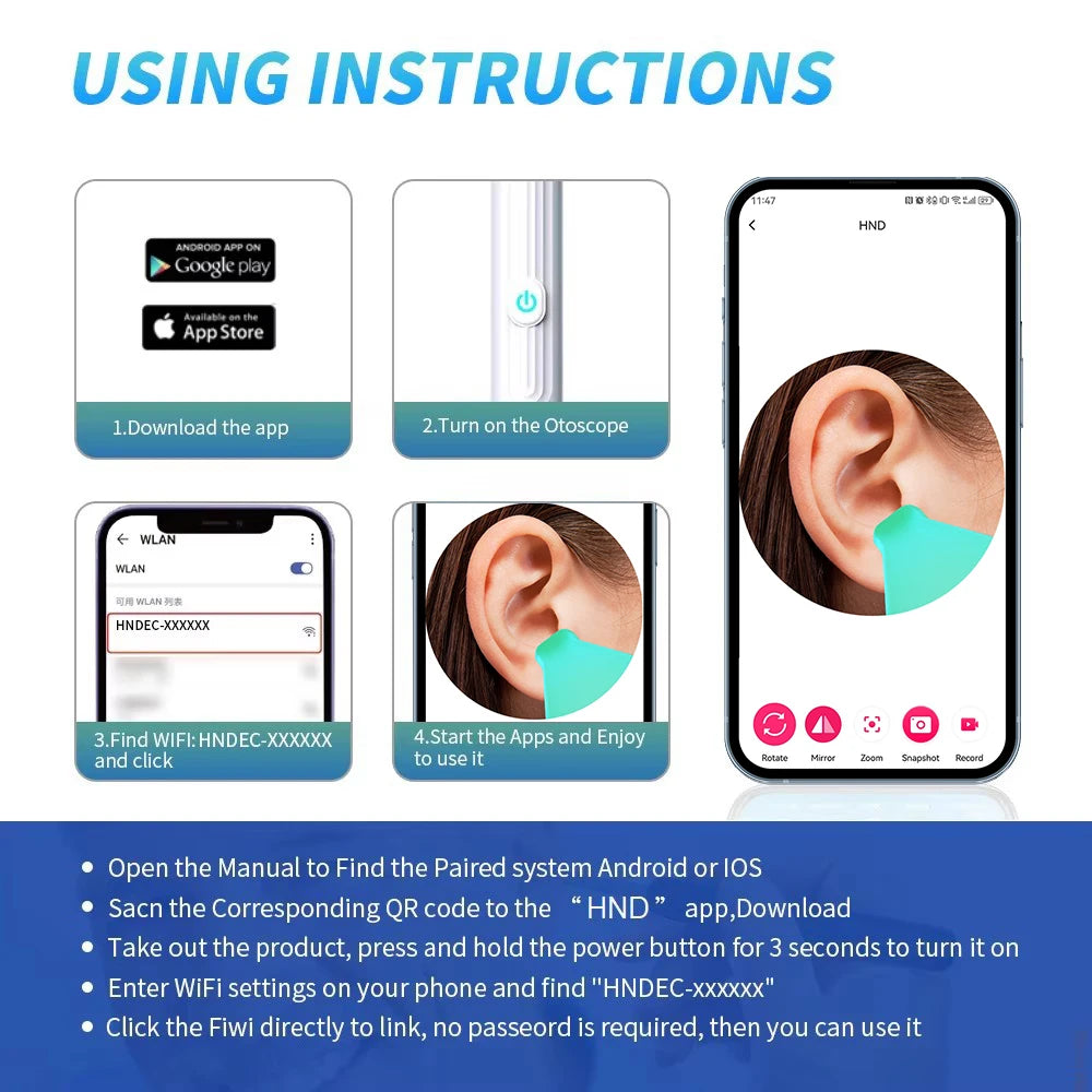 Wireless Ear Wax Cleaner with Camera Safe Earwax Removal Endoscope with Camera Luminous Otoscope Ear Cleaning Tools Ear Care